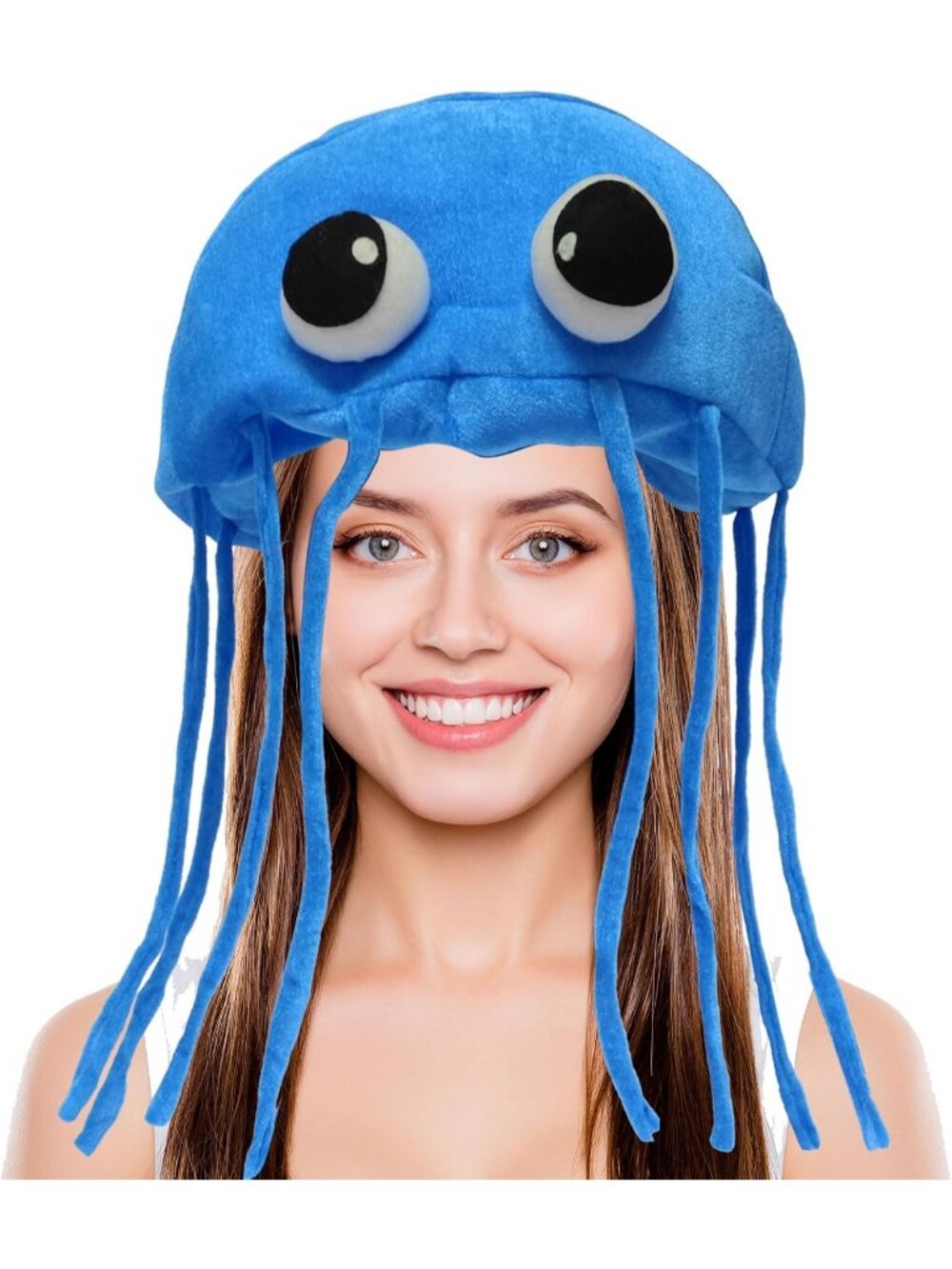 🎃Women's Jellyfish Hat Handmade Jellyfish Costume Party Hat Headwear (Blue)
